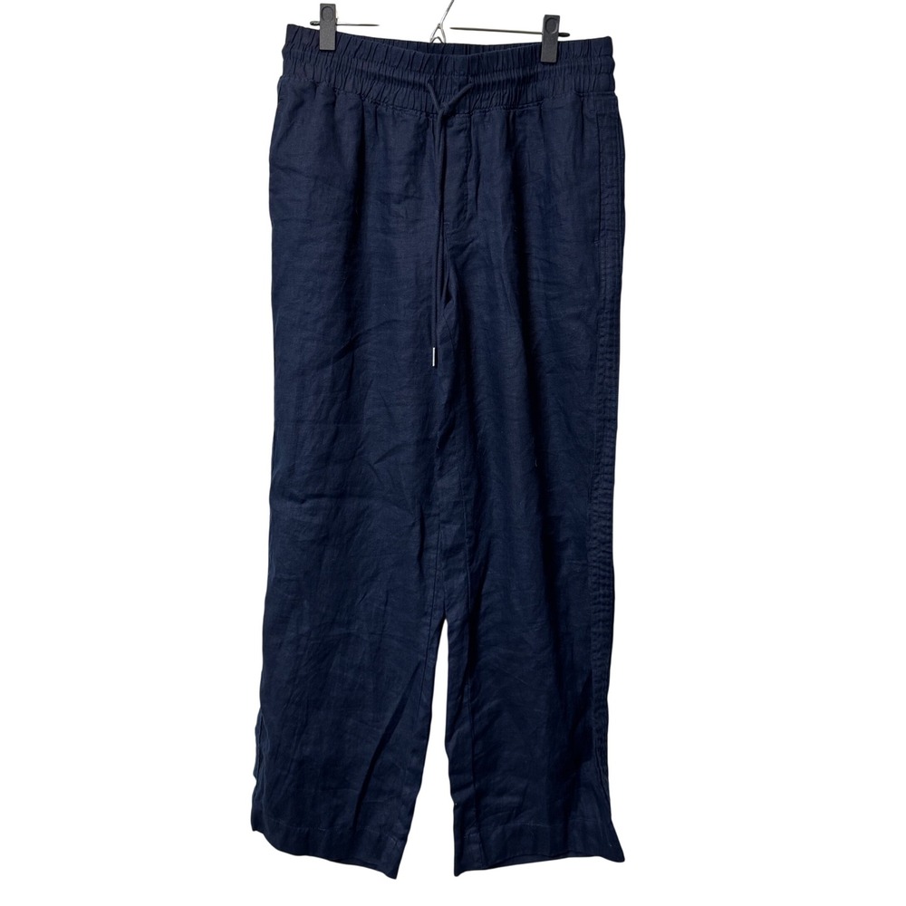 Quince 100% European Linen Wide Leg Pants Deep Navy Drawstring JDAVN01 Large